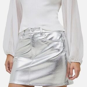 French Connection Womens Faux Leather Metallic Mini Skirt size 2